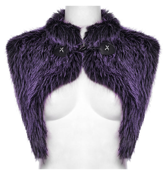 Punk Rave Lilith Gradient Devil Fur Shawl  In Violet