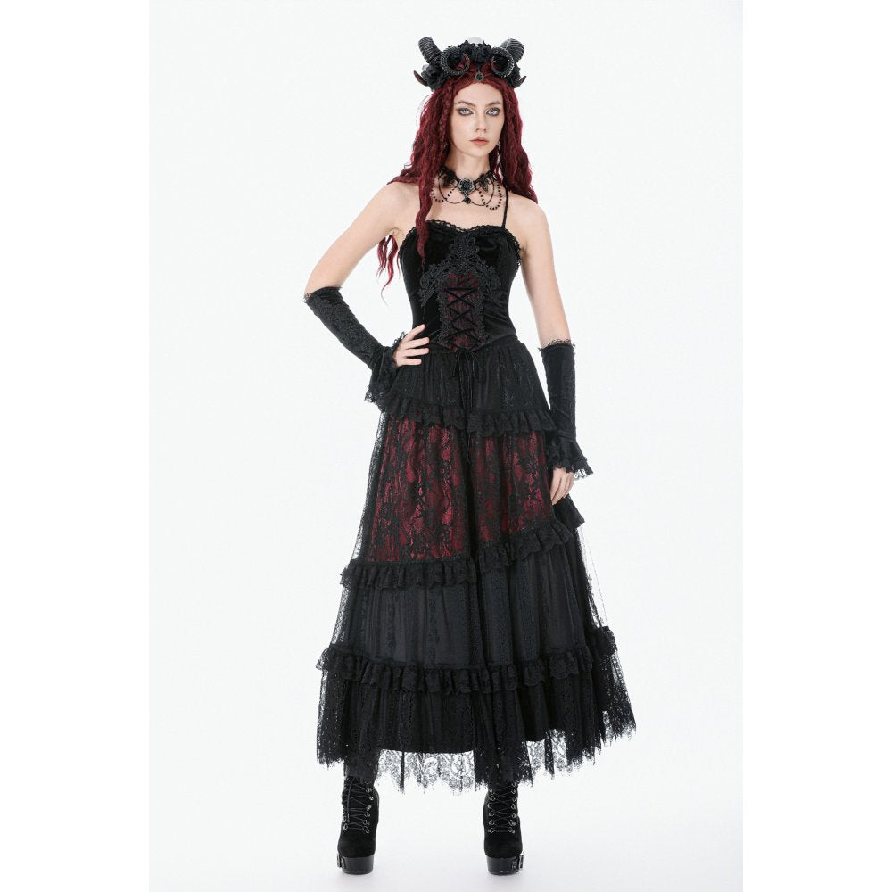 Dark in Love Dark Spliced Lace Maxi Skirt