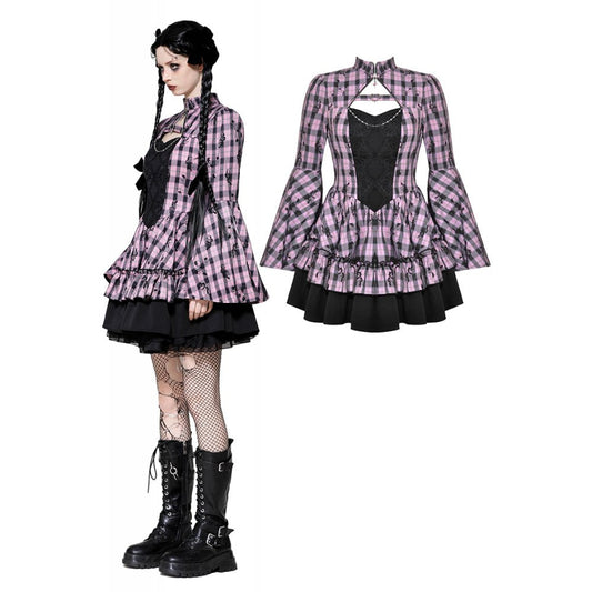 Dark in Love Ellery Big Pink Butterfly Doll Bell-Sleeve Dress