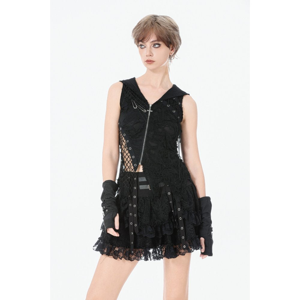 Dark in Love Rebel Punk Asymmetric Hooded Top