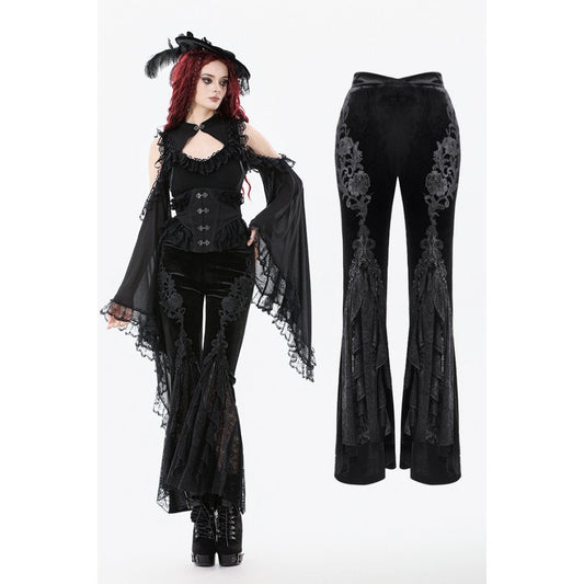 Dark in Love Erzebeth Velvet Lace Flare Trousers