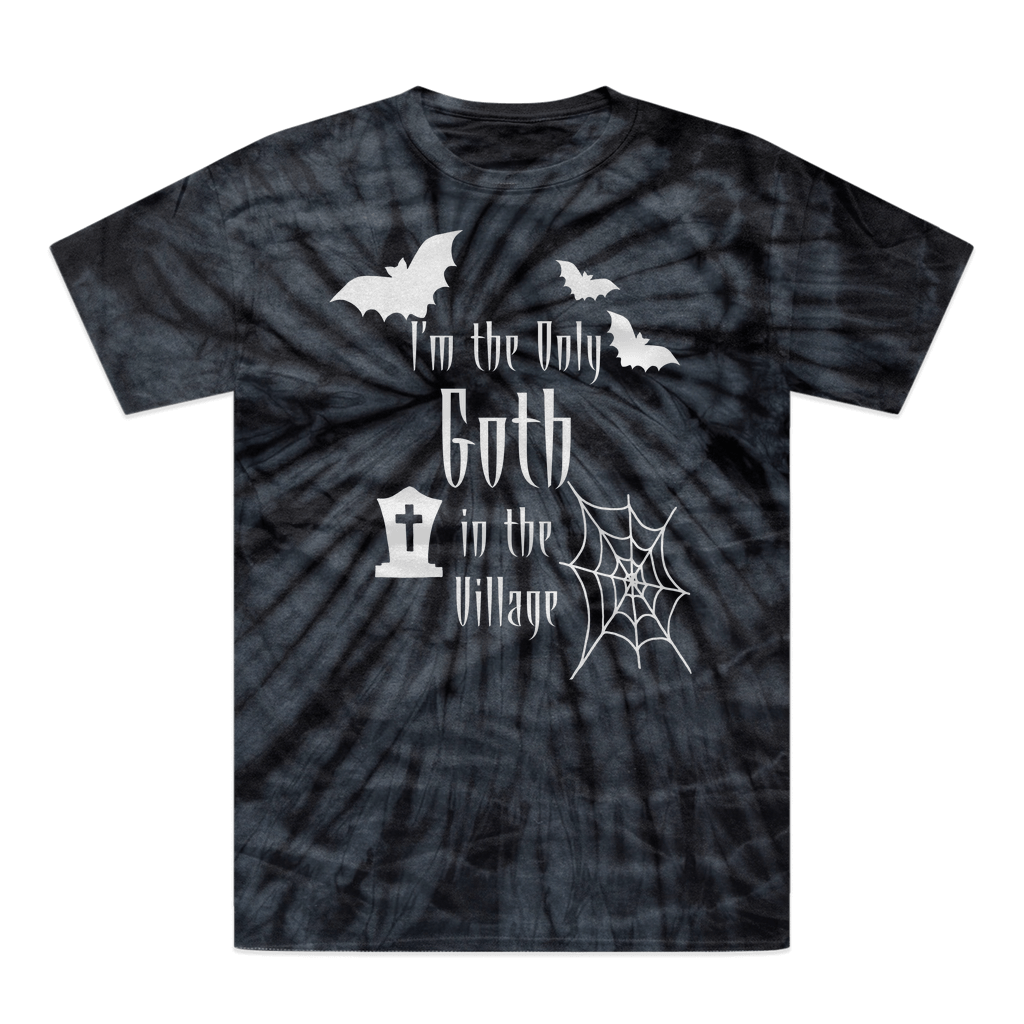 “I’m the Only Goth in the Village” Tonal Spider Tie-Dye T-Shirt – Gothic Attitude