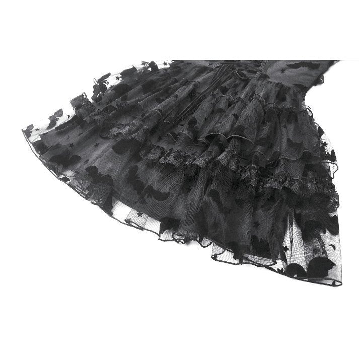 Dark in Love Morwenna Bat Mesh Layered Goth Mini Dress