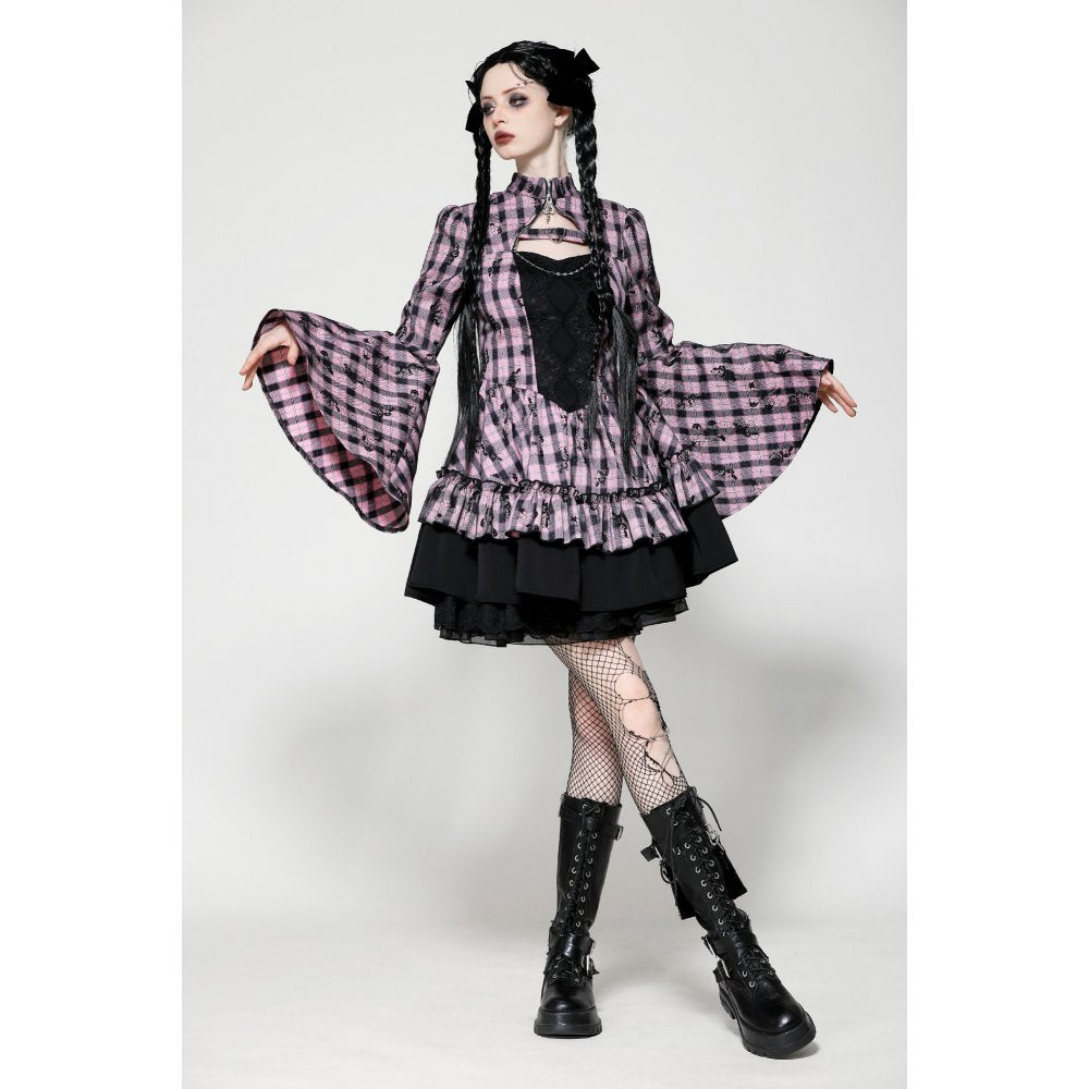 Dark in Love Ellery Big Pink Butterfly Doll Bell-Sleeve Dress