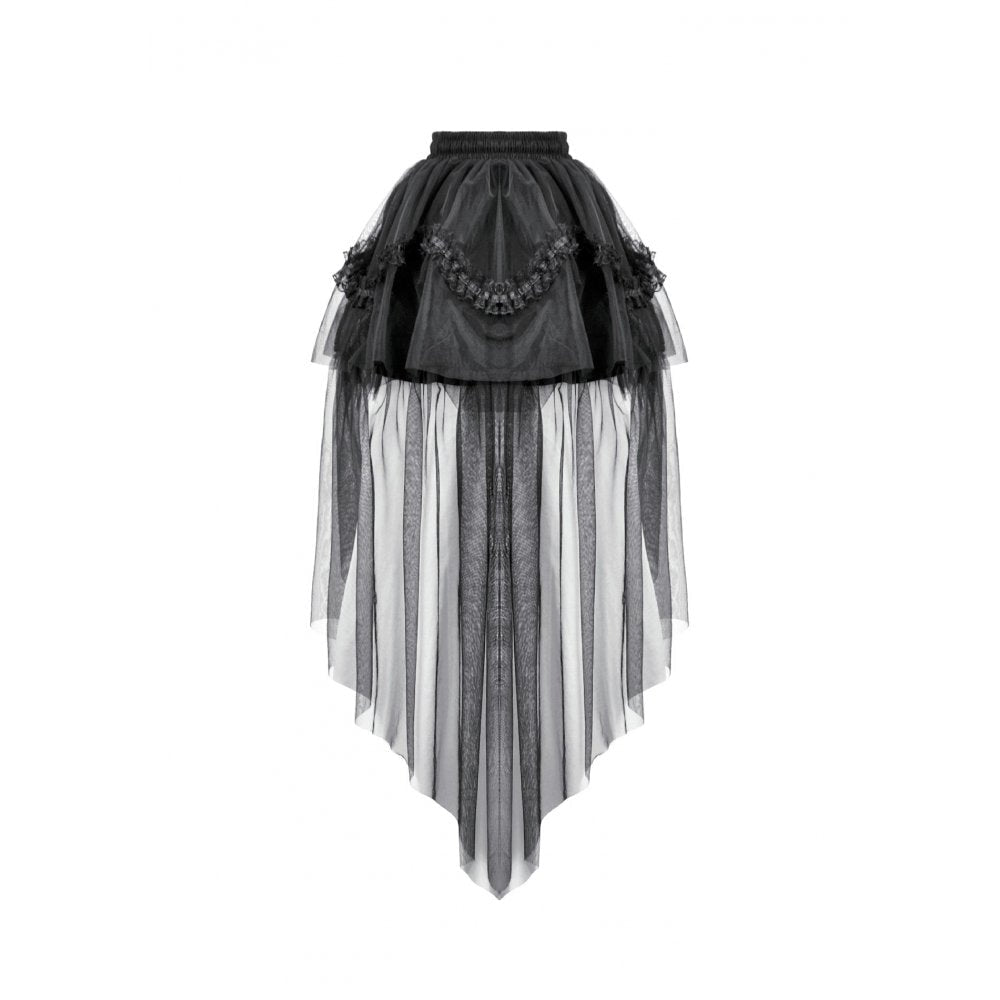 Dark in Love Gothic Tailed Sheer Mesh Petticoat Skirt
