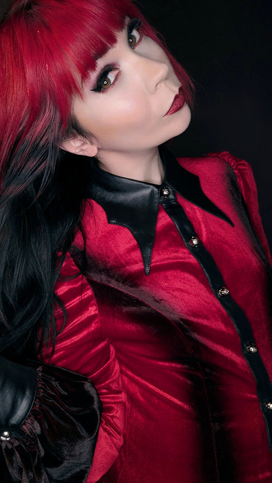 Punk Rave Fawn Gradient Printed Shirt in Red