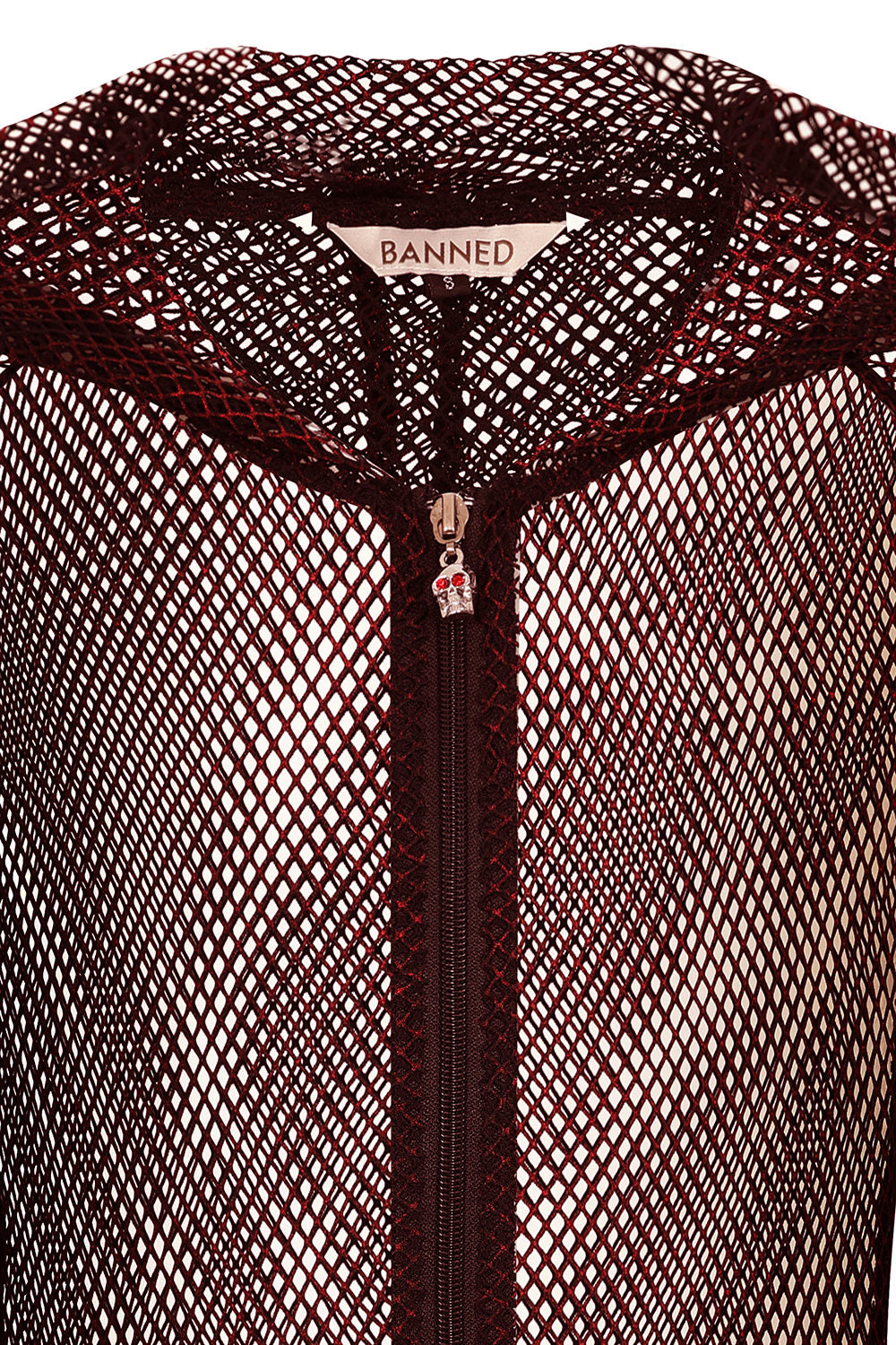Banned Apparel Liora Red Metallic Fishnet Hoodie