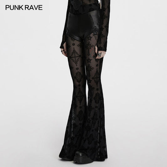 Punk Rave Seraphina Cross Flocking Flare Pants