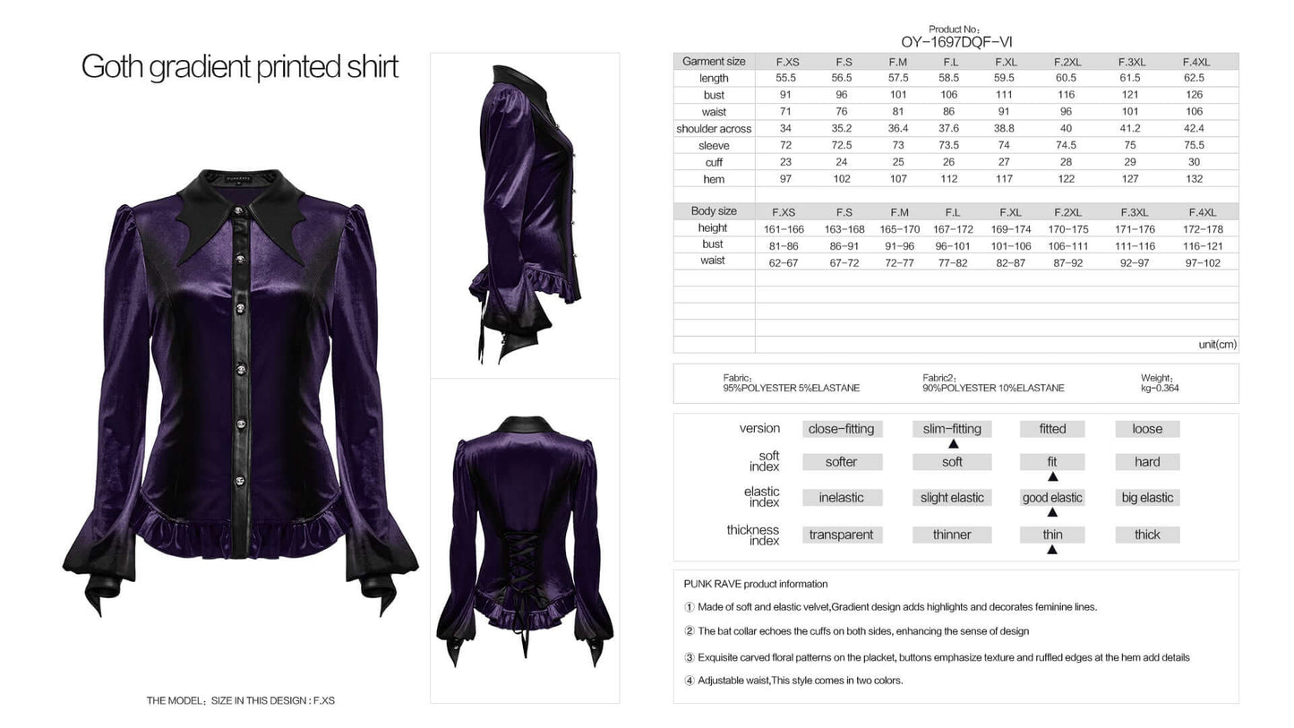 Punk Rave Fawn Gradient Printed Shirt in Violet