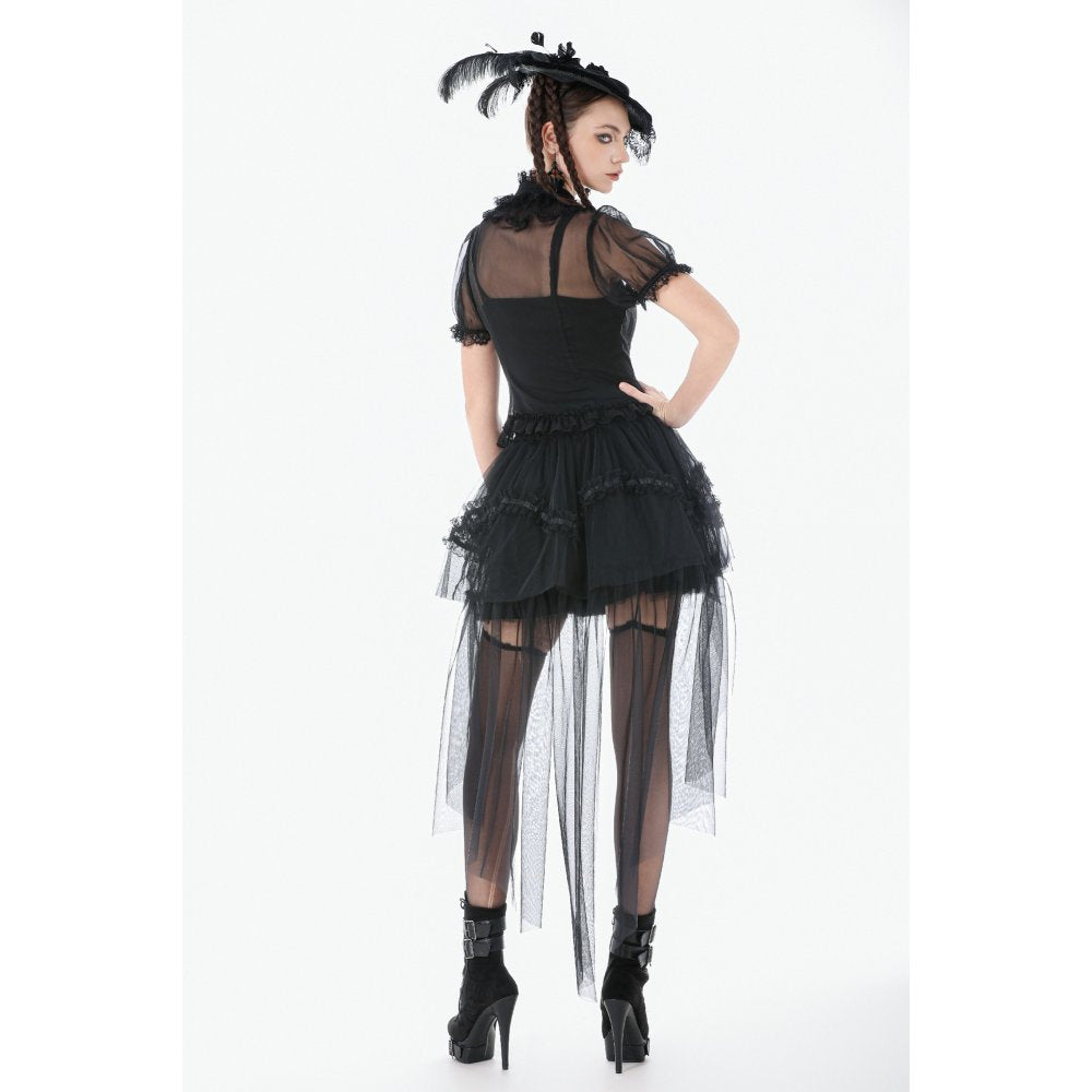 Dark in Love Gothic Tailed Sheer Mesh Petticoat Skirt