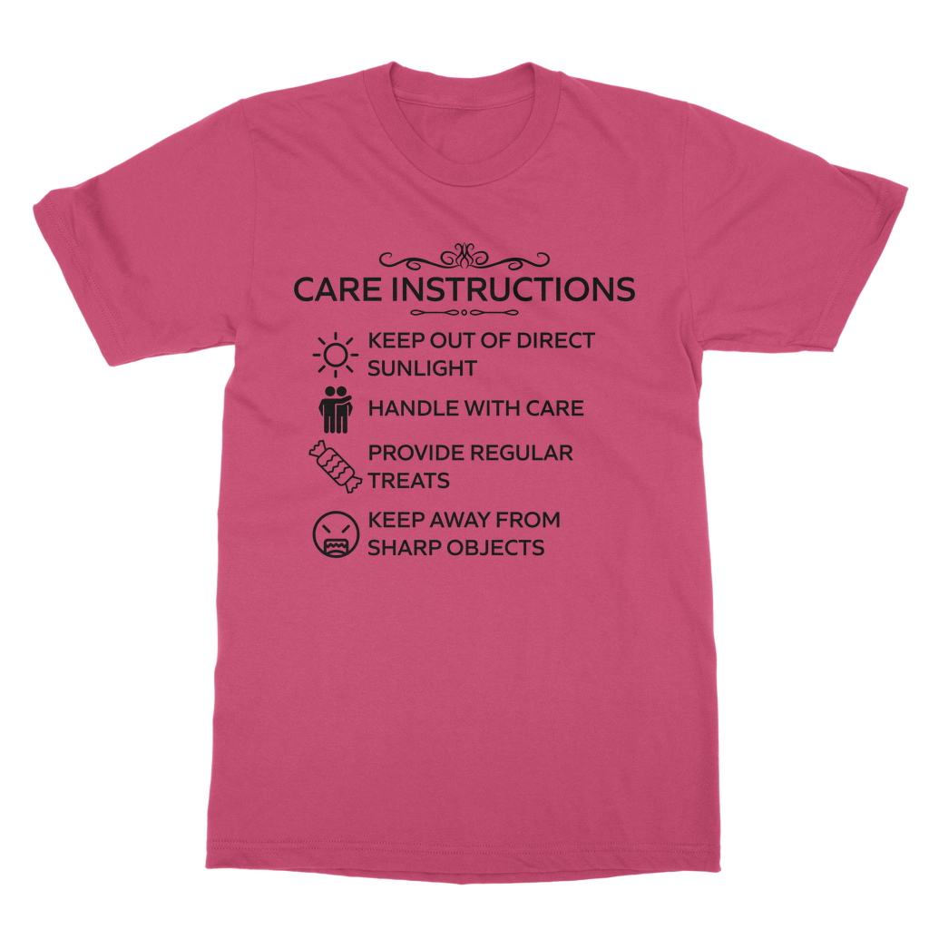 Care Instructions T-Shirt – Black Print | Classic Heavy Cotton Unisex Tee