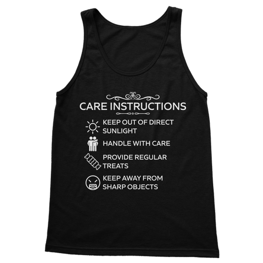 Care Instructions White Print Ladies Vest Top | Fitted Cotton Tank