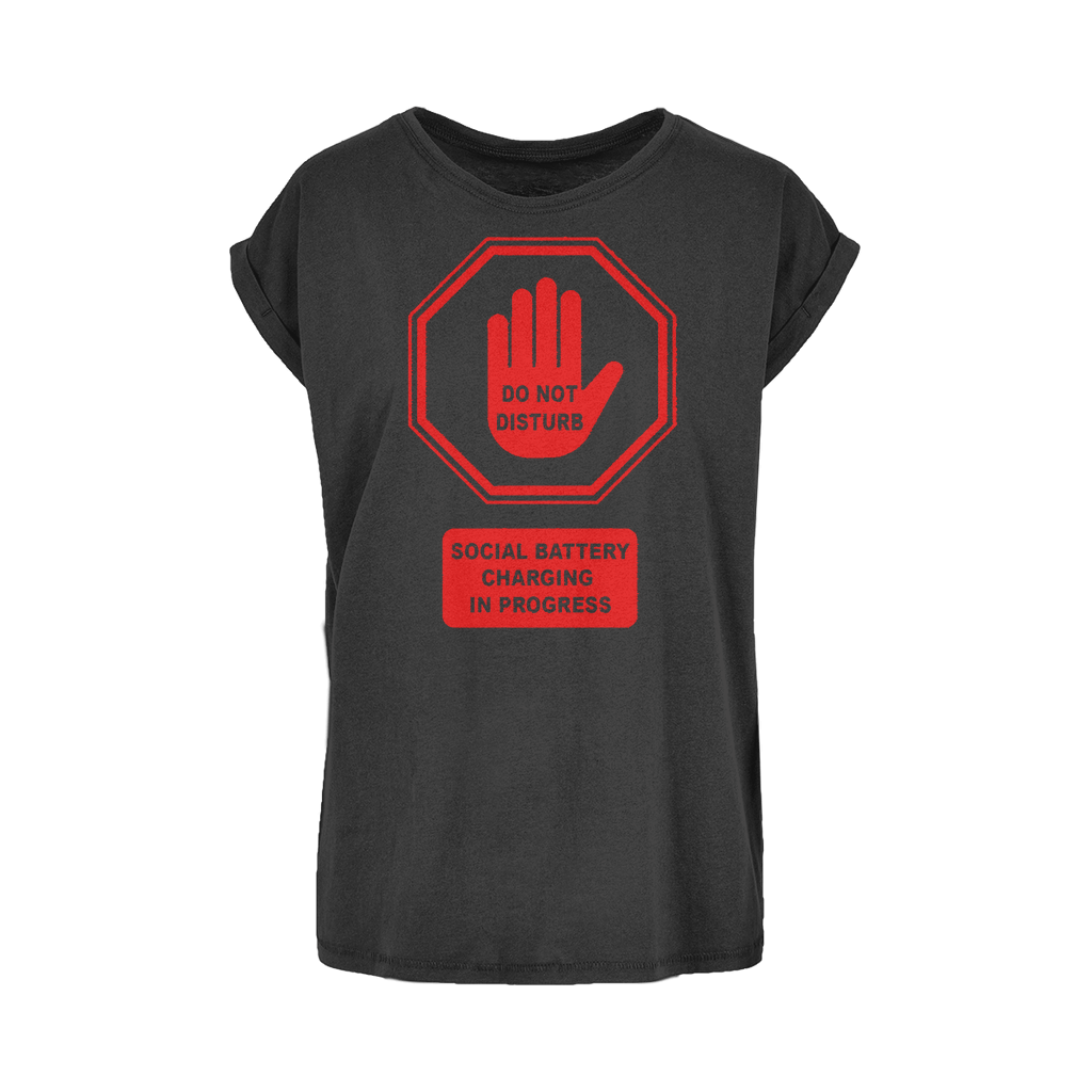 Do Not Disturb - Red Print Women's Extended Shoulder T-Shirt XS-5XL