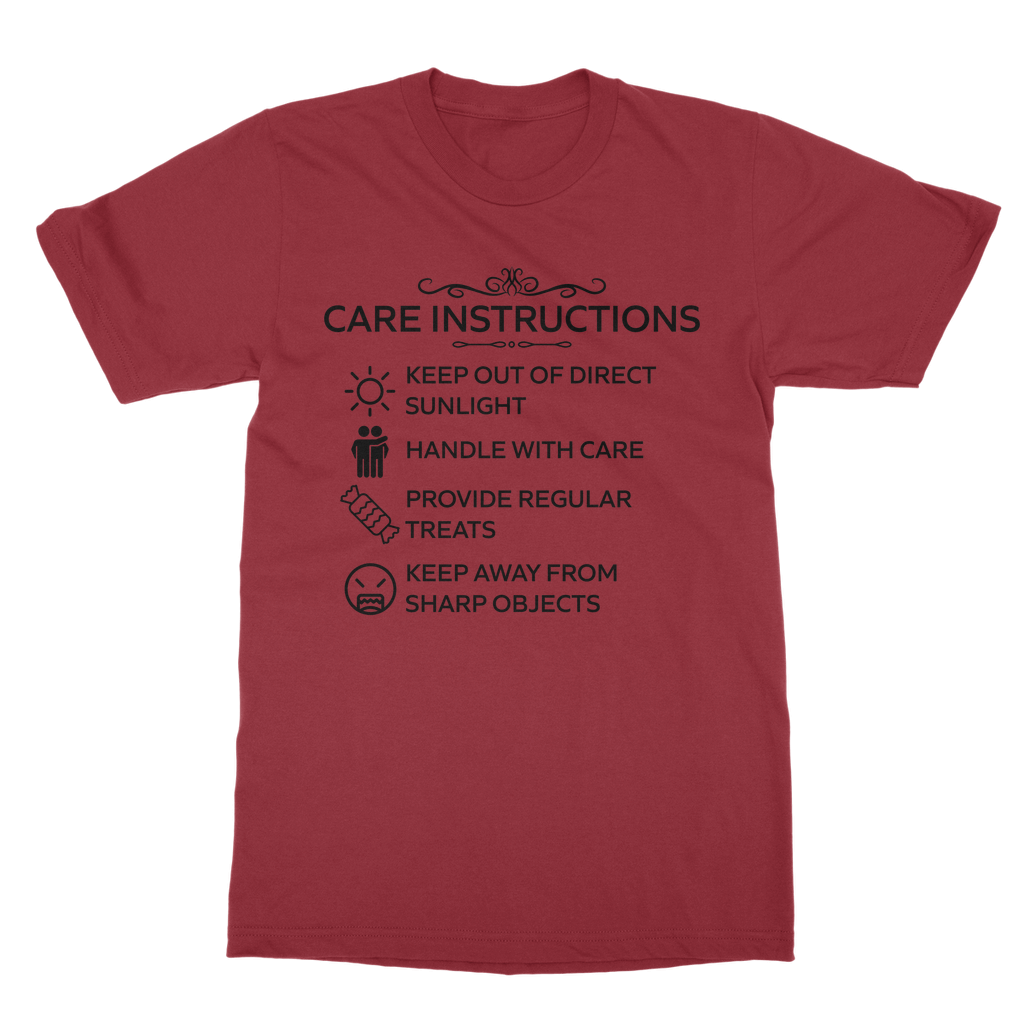 Care Instructions T-Shirt – Black Print | Classic Heavy Cotton Unisex Tee