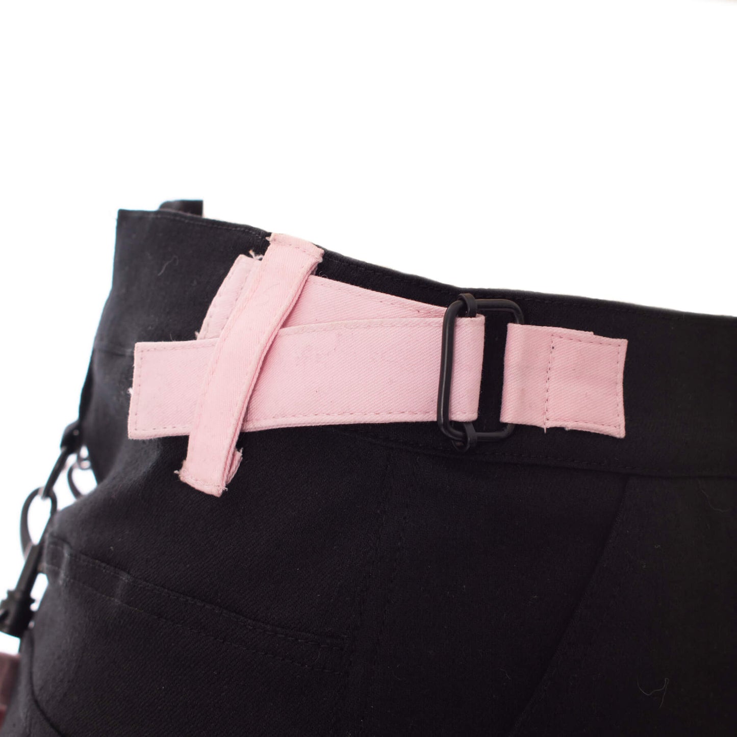 Chemical Black Veil and Void Strap Skirt – Ladies Black & Pink Gothic Mini Skirt